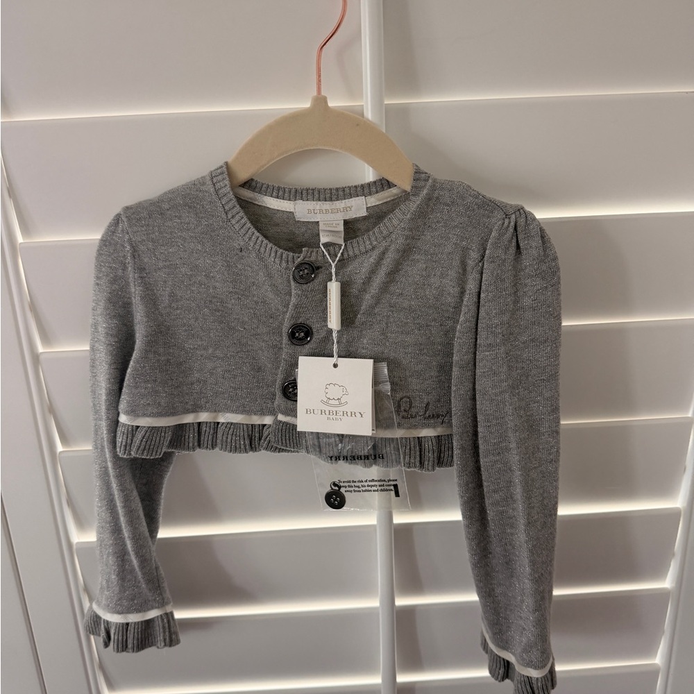 Burberry Kids Gray Cropped Cardigan